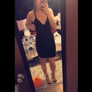 Black Formal Midi Dress with Double Straps